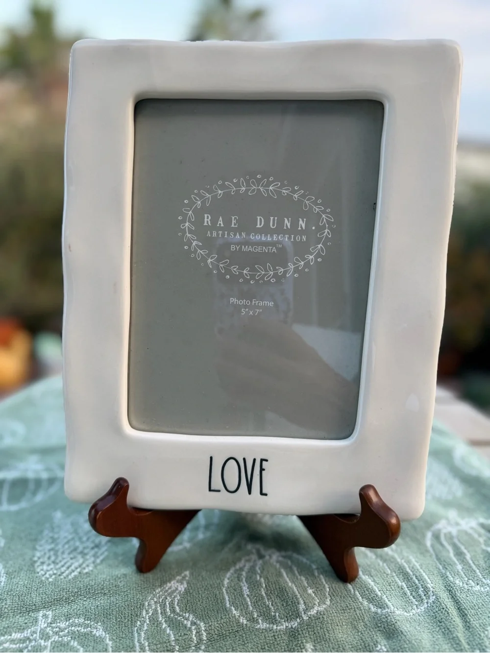 Rae Dunn White Ceramic Photo Frame with LOVE Script